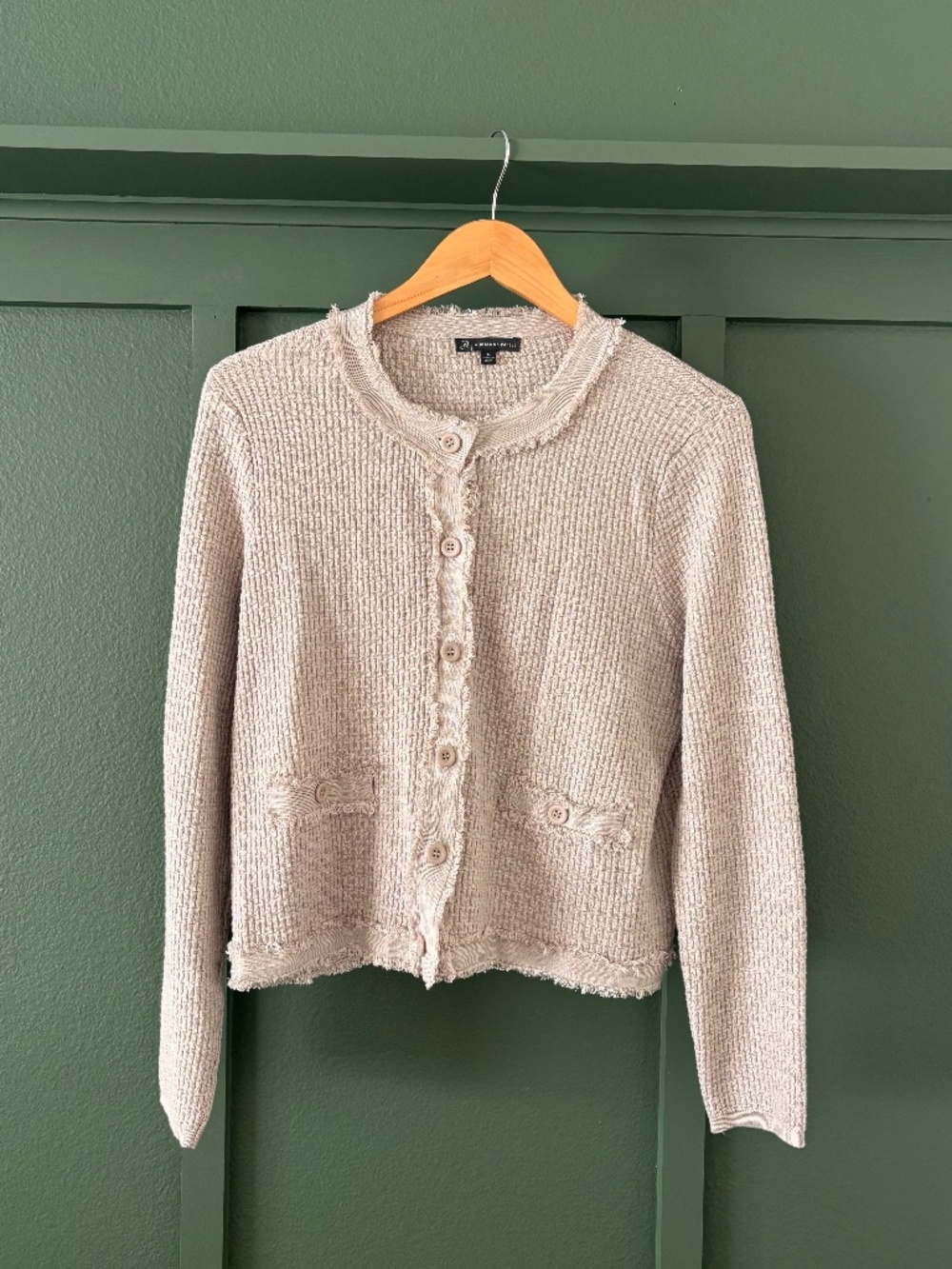 Adrianna Papell Cream Textured Button-Front Cardigan